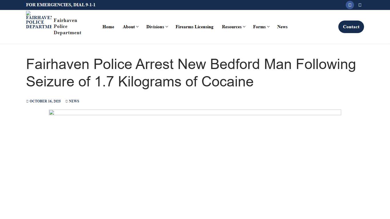 Fairhaven Police Arrest New Bedford Man Following Seizure of 1.7 Kilograms of Cocaine – Fairhaven Police Department
